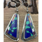 Southwest Sterling Silver Colorful Inlay Triangle Earrings