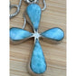 Vintage Larimar Sterling Silver 925 Cross Pendant Necklace 18” Southwestern