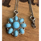 Vintage Sterling Silver Sleeping Beauty Turquoise Cluster Flower Necklace