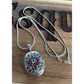 Vintage Sterling Silver Locket Necklace 925 Italy GRP Multi Stone