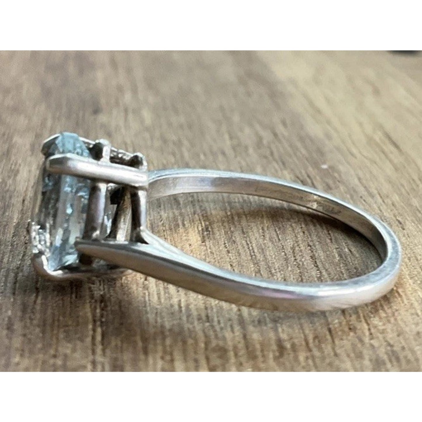 Minimalist Sterling Silver Blue Topaz Pear Shape Solitaire Ring 925 Size 6.5