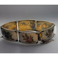 Finn Jensen Guilloche Enamel Sterling Panel Bracelet Rose, Bell Flower, Violet