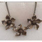 Silver Tone Triple Dogwood Flower Linked Statement Necklace 16-19”