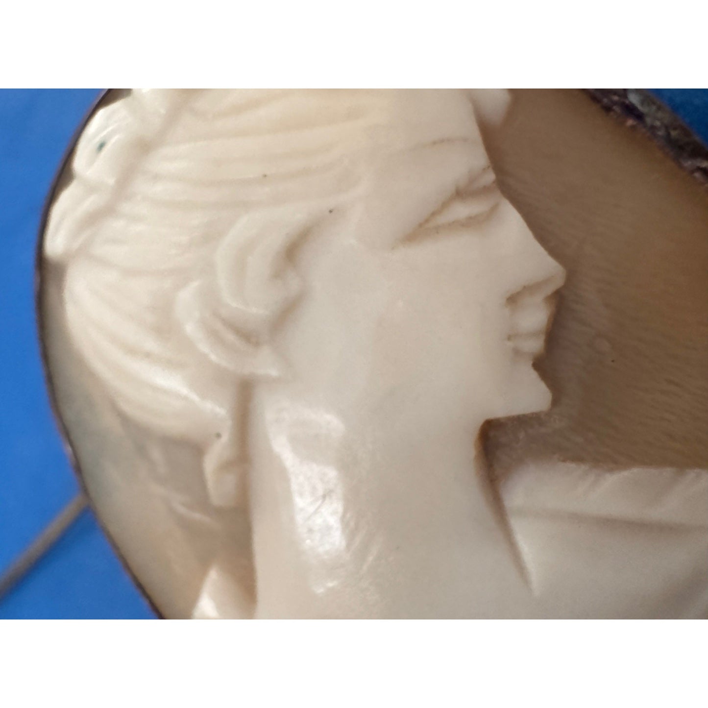 Vintage Hand Carved Shell Cameo 800 Silver European Brooch Or Pendant 1.5”