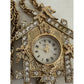 Vintage Lind 14KGE Rhinestone Cuckoo Clock Quartz Watch Brooch Pendant