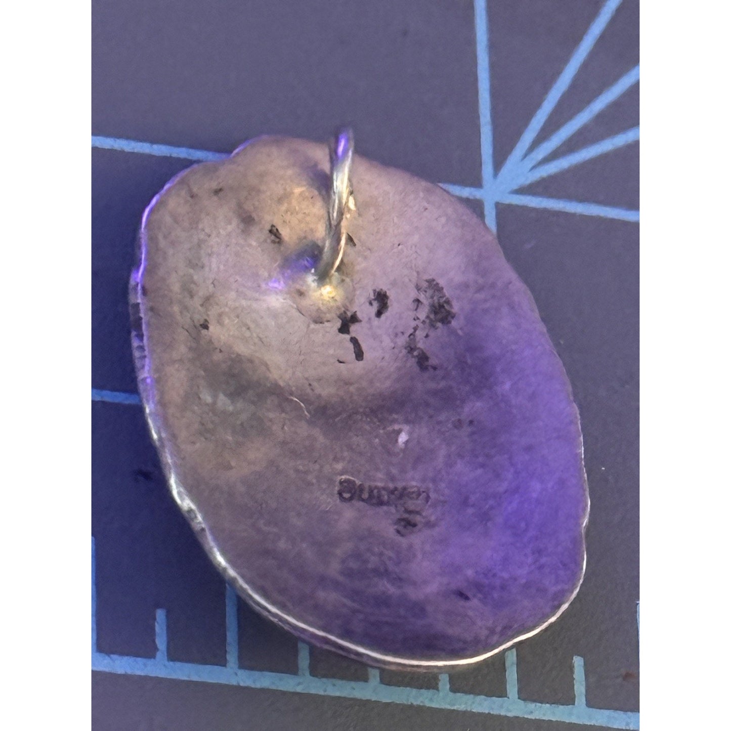 Vintage Sterling Silver Zuni Style Multi Stone Inlay Concho Pendant Charm