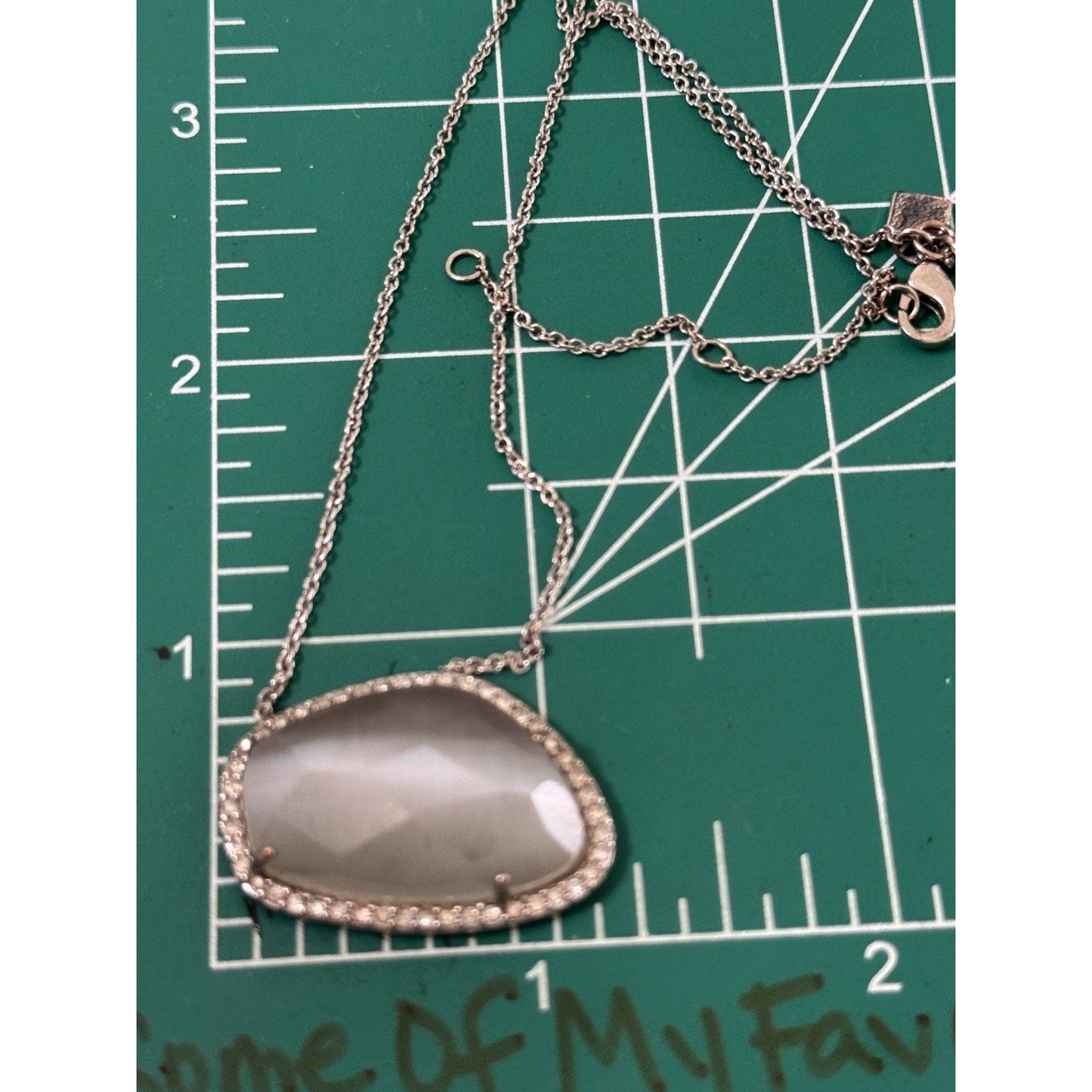 Banana Republic Agate Semi Precious Stone Pave Crystal Pendant Necklace