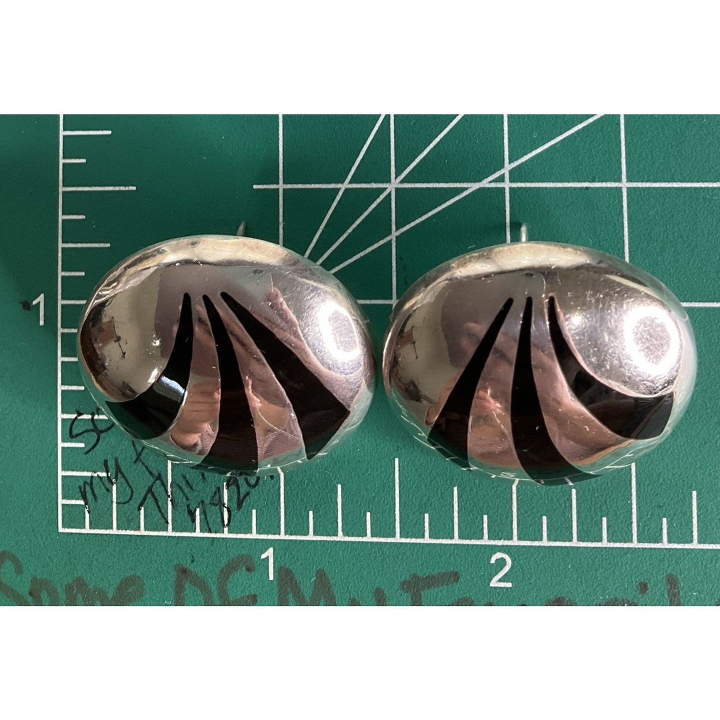 Vintage Mexico Signed IDM 925 Sterling Silver Black Dome Post Earrings 19g!