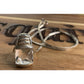 Sterling Silver Herringbone Necklace Clear Crystal Pendant 925