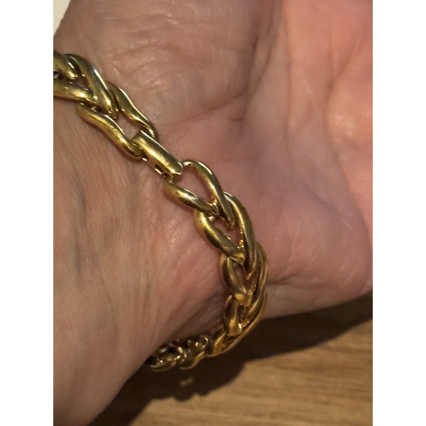 Napier Bracelet Vintage Gold Tone Woven Chain Links Chunky Classic 7.5”