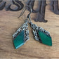Vintage Green Onyx Art Nouveau Vines Sterling Silver Earrings
