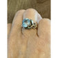 Vintage Kabana Sterling Silver Blue Topaz Scroll Ring Size 7.5 Signed KBN STER