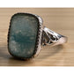 Vintage Leg Aquamarine Cabochon Sterling Silver Cocktail Statement Ring Sz 10.25