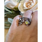 Vintage 90s Thai Sterling Silver Gemstone Dangle Ring Sz 8 Peridot Topaz Citrine