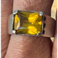 Vintage EX EX Sterling Silver 4-5 Carat Citrine Emerald Cut 925 Ring Size 8, 15g