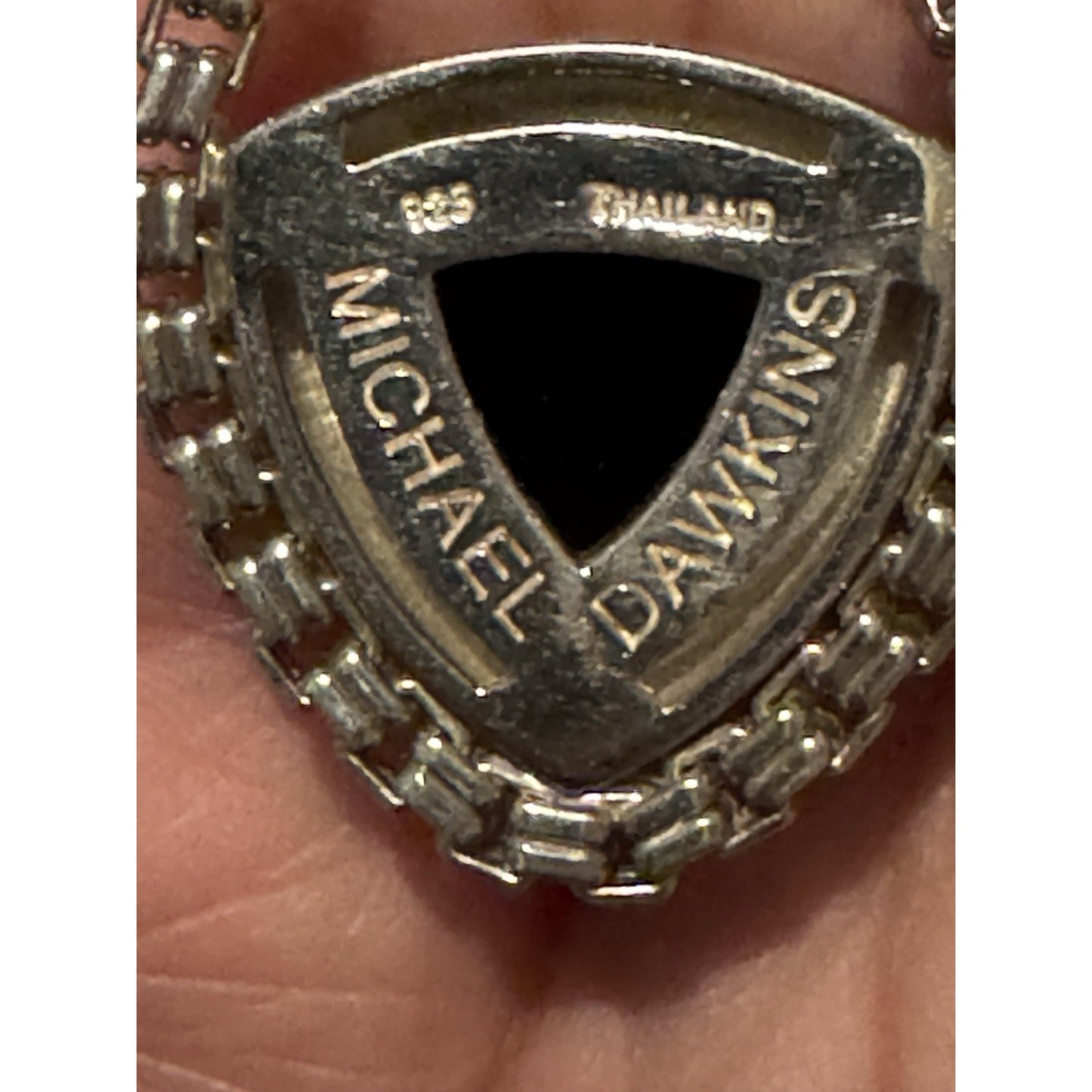 Michael Dawkins 925 Sterling Silver Black Onyx Pendant Enhancer Chain Link 17g