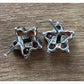 Vintage Garnet Diamond Flower Ring 925 Sterling Silver RSE Floral Earrings