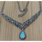 New Carolyn Pollack Sterling Silver Turquoise Doublet Scroll Rope Bar Necklace