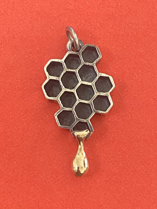 Preowned James Avery Retired Silver and 14k Gold Honeycomb Charm