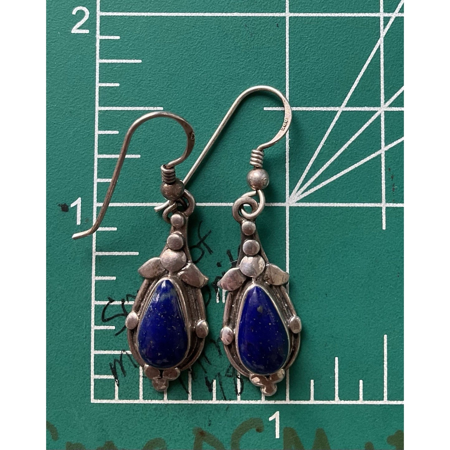 Sterling Silver Lapis Lazuli Dangle Earrings 925 Southwestern Navajo Style Drop