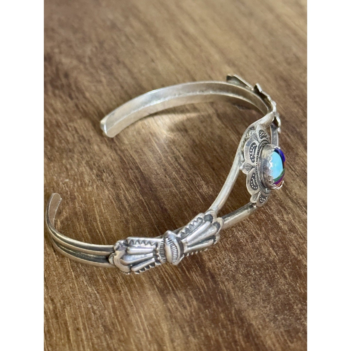 Navajo Sterling Multi Stone Inlay Cuff Bracelet Clarence Thomas C.T. 9.6g