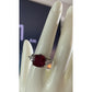 BGE 925 Sterling Silver Ruby Red Cushion Cut Style Ring Size 9