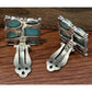 Vintage Sterling Silver Turquoise Clip On Earrings Mosaic Style Southwestern 13g