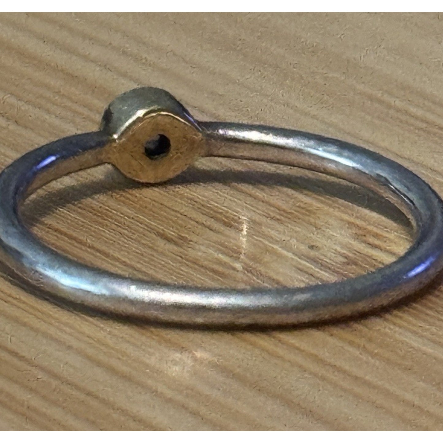 Sterling Silver And Gold Two Tone Amethyst Bezel Stacking Ring Size 6 Minimalist