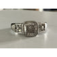 TM 925 Sterling Silver Square CZ Ring Size 7.5 Vintage Style Engagement Ring