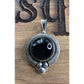 BA 925 Sterling Silver Black Onyx Pendant Large Statement Round Cabochon Vintage