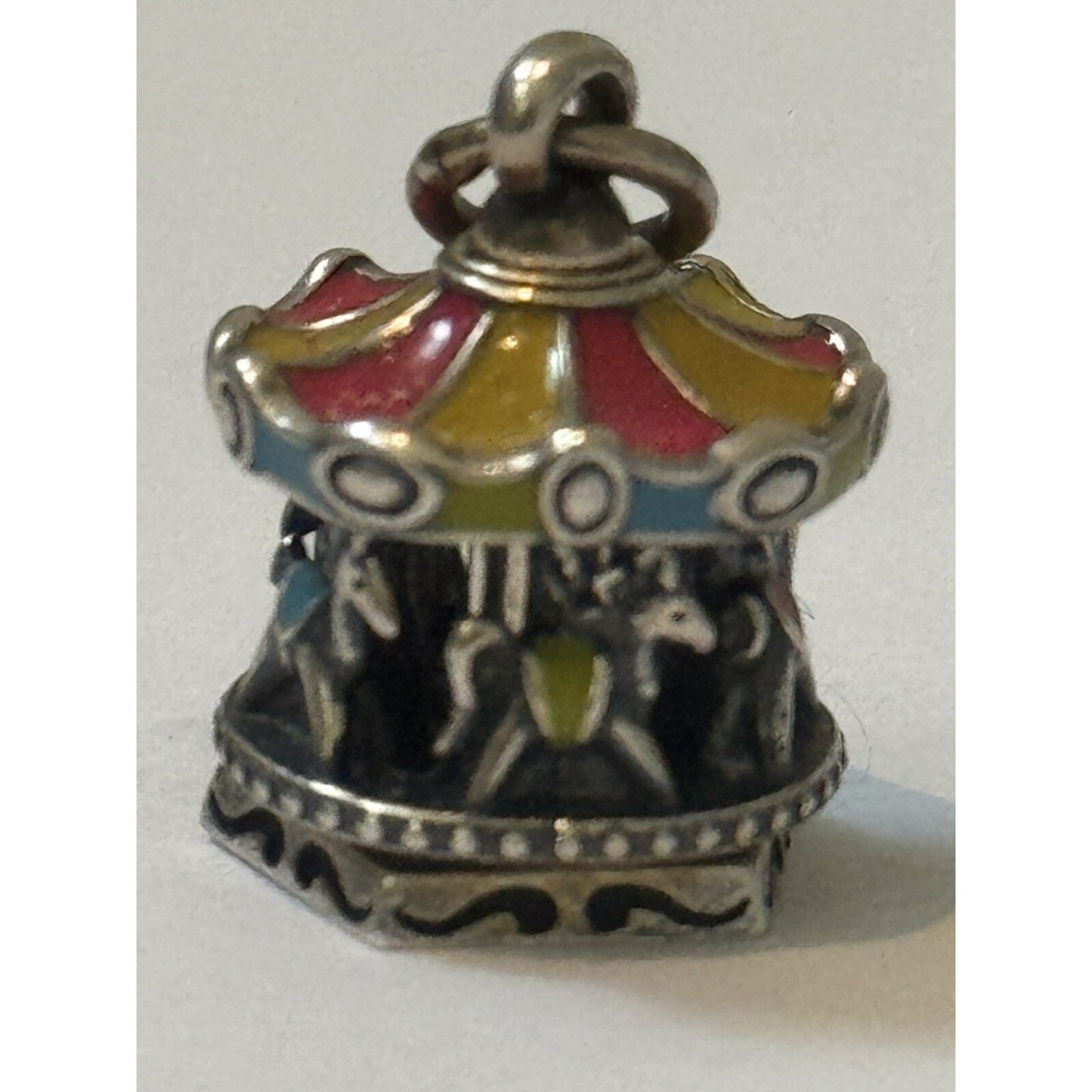 Pre owned James Avery Retired Silver And Enamel Spinning Carousel Charm BRAND NEW in Box