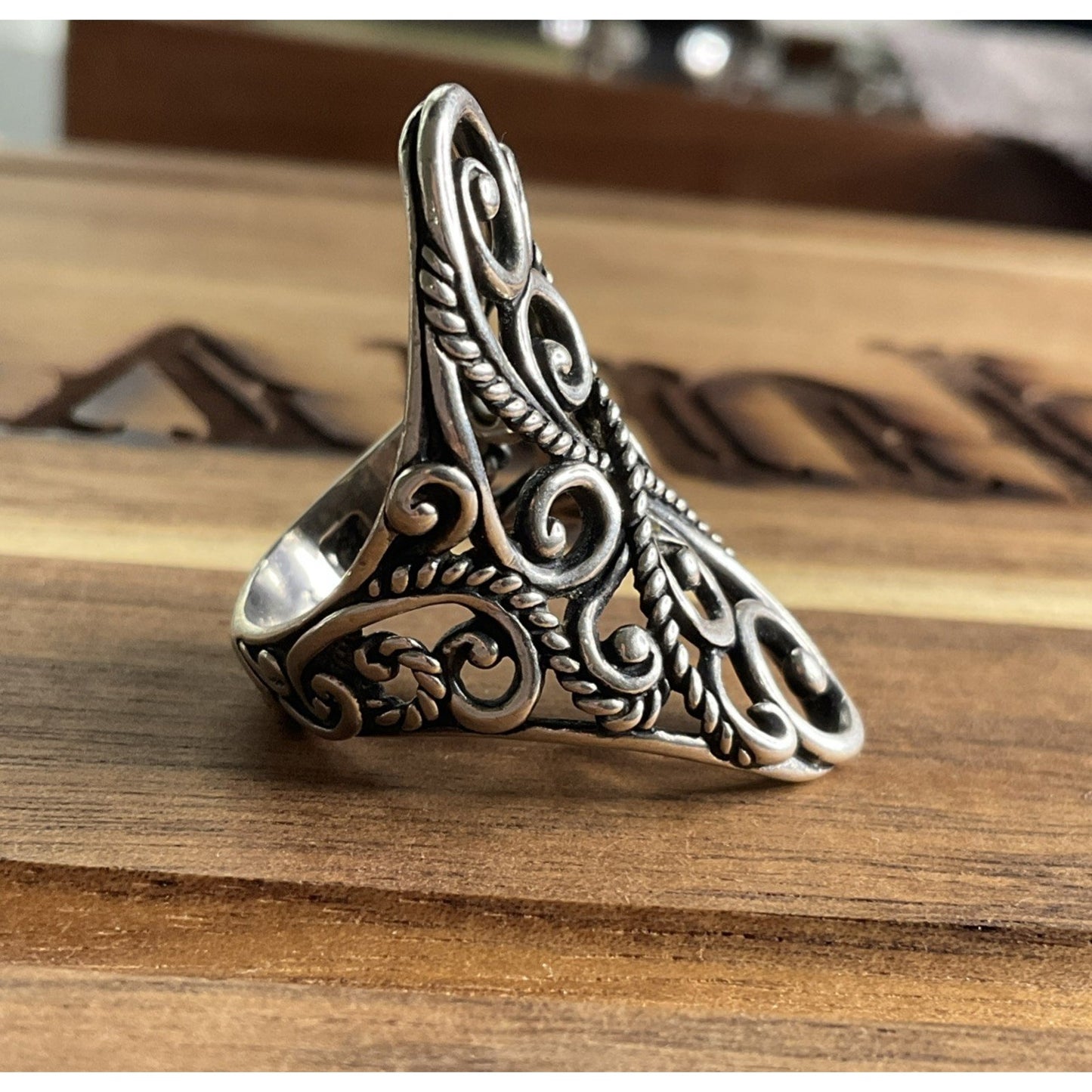 Carolyn Pollack Relios 925 Sterling Silver Filigree Scroll Ring Size 6