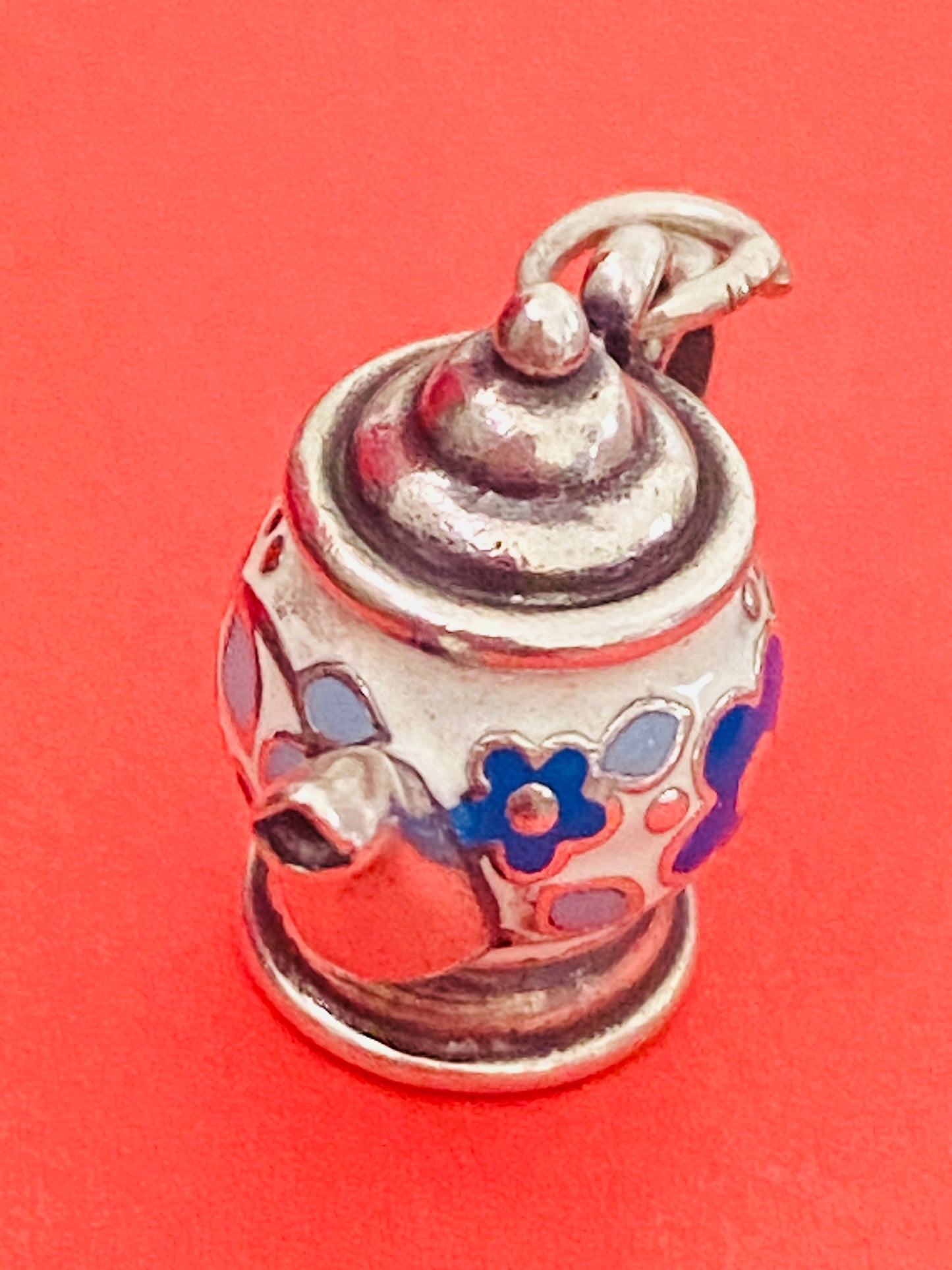 Preowned James Avery Retired Silver And Enamel Teapot Charm