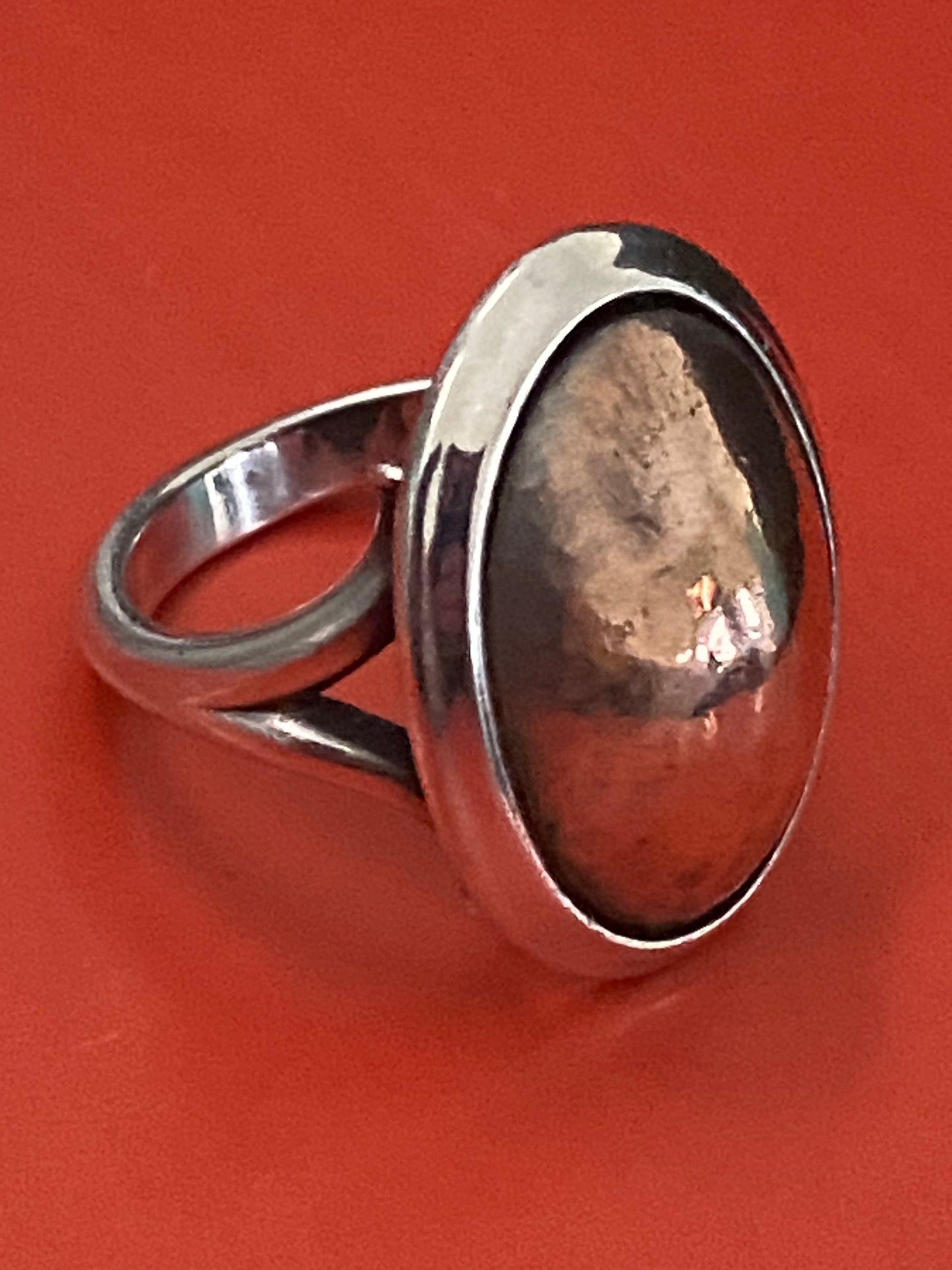 Preowned James Avery Retired Silver and Copper Hammered Dome Statement Ring Size 8.5