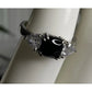 Sterling Silver Black Onyx & 3 Stone Ring Emerald Cut Trillion Accent Size 7.5