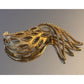 Vintage Monet Gold Tone Leaf Spray Brooch Large Openwork Textured Signed 3”