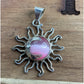 Vintage 925 Mexico Sterling Silver Sun Pendant Pink Cabochon