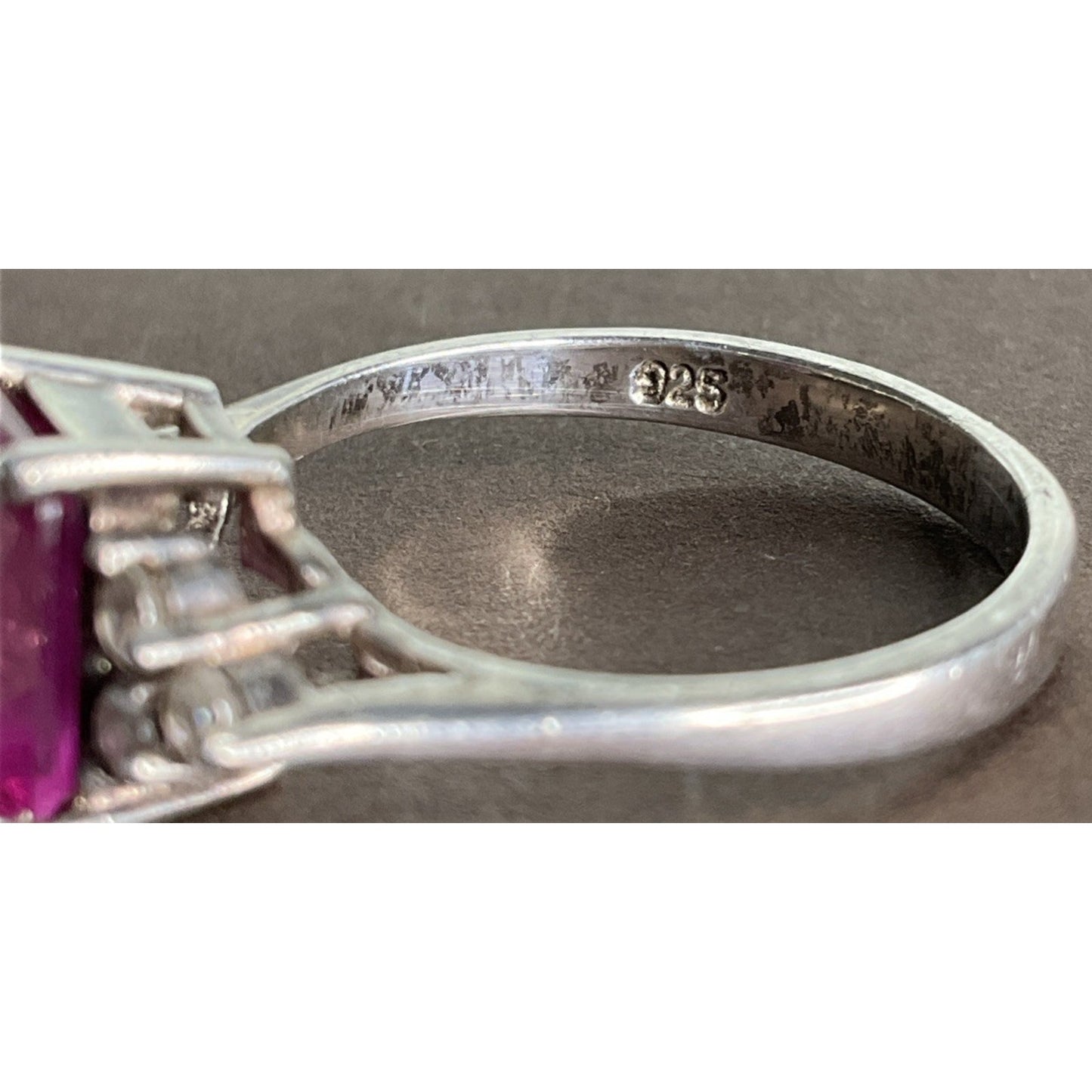 Vintage Sterling Silver Pink Sapphire Cocktail Ring Size 7 NY