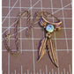 Vintage Sterling Silver Turquoise Wing Feather Pendant Necklace 16” 2.25” Tall