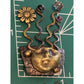 Mary Lucuk Sterlin Silver Brass Face Brooch Modernist Pin Amethyst Blue Canachon