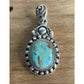 Vintage Sterling Silver Turquoise Pendant 925 Southwestern Artisan