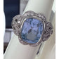 Vintage ESPO 925 Sterling Silver Blue Cushion Gemstone CZ Cocktail Ring Size 7.5