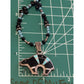 Vintage Sterling 925 Zuni Bear Inlay Pendant & Necklace E. Haloo Turquoise Onyx