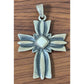 Pre Owned Retired James Avery Floral Cross Pendant With White Cabochon Sterling Silver 2”