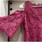 Kobi Halperin Edna Cold Shoulder Embroidered Floral Lace Pink Dress Size 6