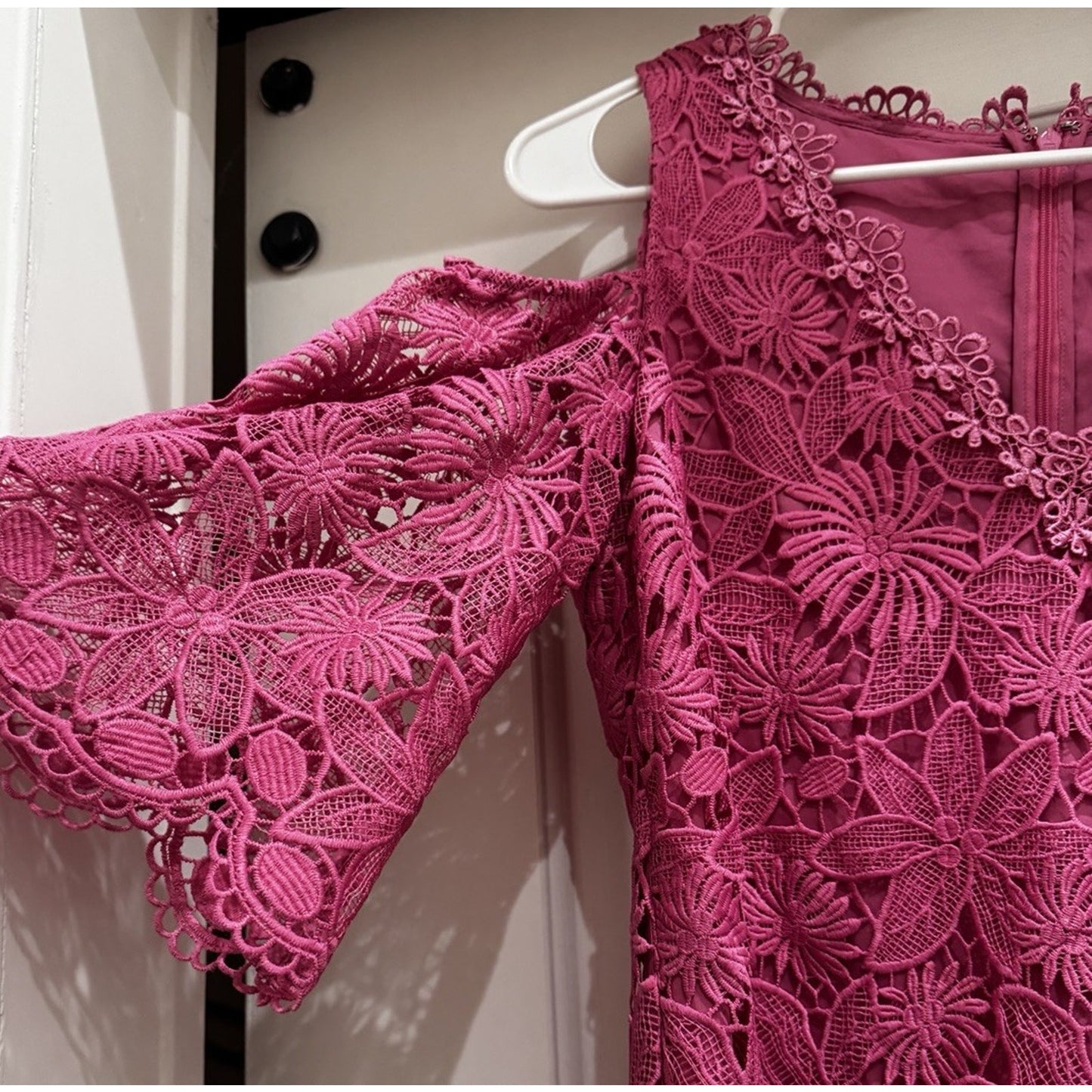 Kobi Halperin Edna Cold Shoulder Embroidered Floral Lace Pink Dress Size 6