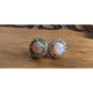 Sterling Silver Opal Halo Stud Earrings Round Fire Opal 925