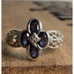 Vintage 925 Sterling Silver Amethyst Purple Gemstone Flower Ring Size 7.5