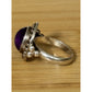 Amethyst Cabochon Sterling Silver Beaded Purple Gemstone Ring Size 7.5 India
