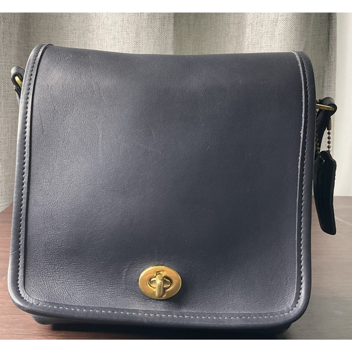 Vintage COACH Navy Blue Leaher Companion Crossbody Shoulder Bag Purse